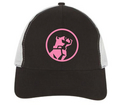 Mack Black/White Mesh Back Cap with Pink Logo